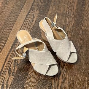 Franco Sarto Nude Suede Wedges